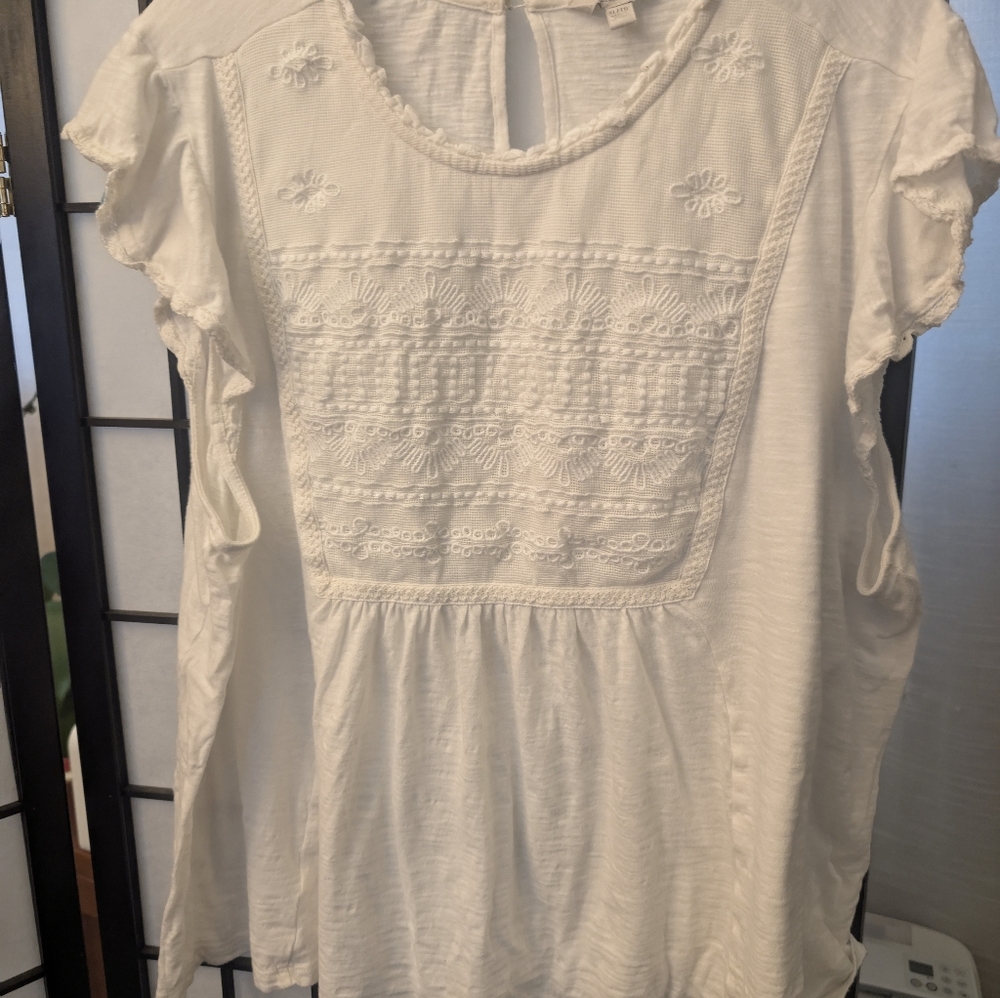 Lucky Brand white Flutter Sleeves - Picture 3 of 10